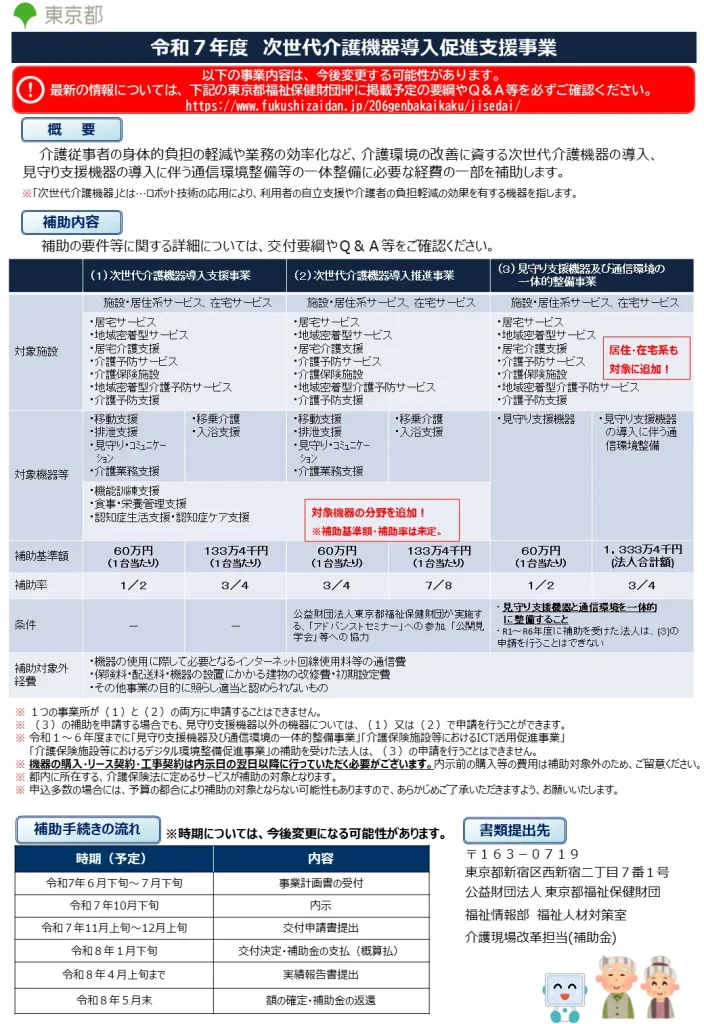東京都　次世代介護機器導入促進支援事業